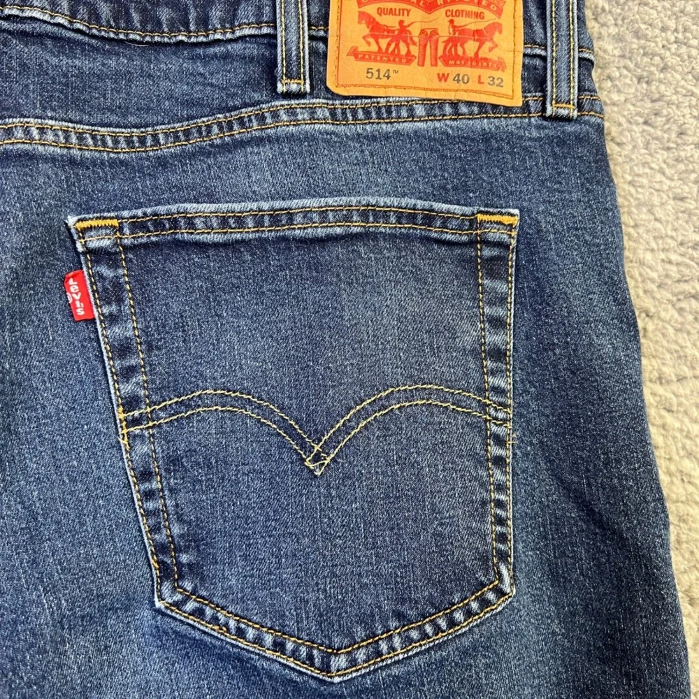 Levis 514 Jeans Men 40x32 Blue Denim Dark Wash Straight Fit Americana Heritage